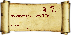 Mansberger Teréz névjegykártya